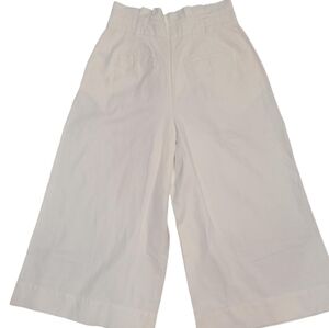 Boden White Cropped Wide-Leg Pants
